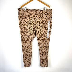 Old Navy Stevie Leopard Print Ponte Knit High Rise Pull On Pants Size XXL NEW